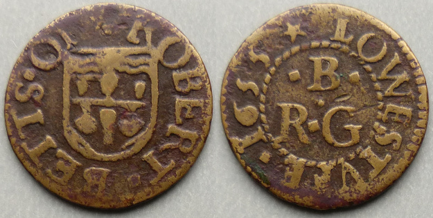 Lowestoft, Robert Betts 1655 farthing N----